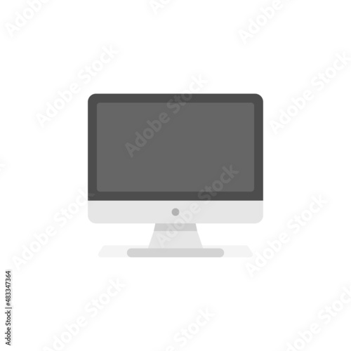 Personal computer in flat style. Desktop pc vector illustration on isolated background. Monitor display sign business concept.