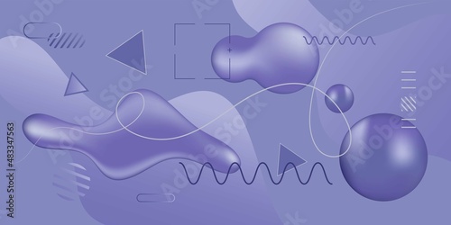 3D vector image. Vector background very peri color. Abstract background very peri color. Color trend of the year 2022.