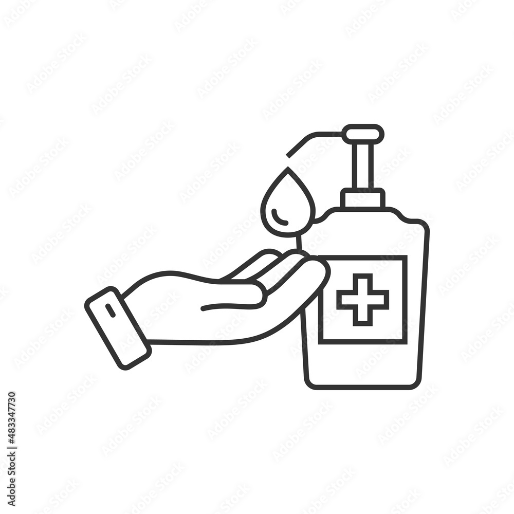 Hand sanitizer icon in flat style. Antiseptic bottle vector illustration on isolated background. Disinfect gel sign business concept. Hand sanitizer icon in flat style. Antiseptic bottle vector illustration on isolated background. Disinfect gel sign business concept.