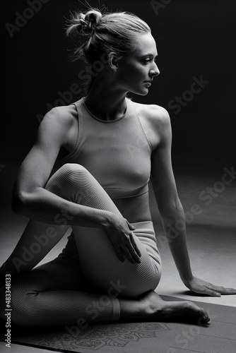 Woman doing yoga meditation.