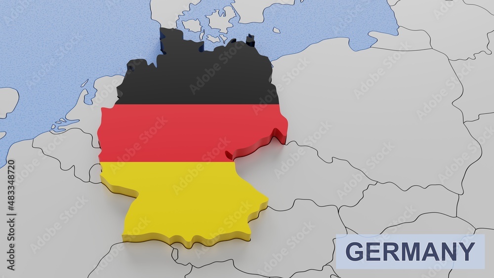 Obraz premium Germany map 3D illustration. 3D rendering image and part of a series. 