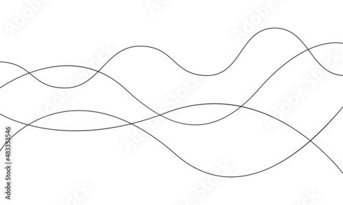 Black line wave in abstract style on white background. Curved lines. Abstract art background vector.