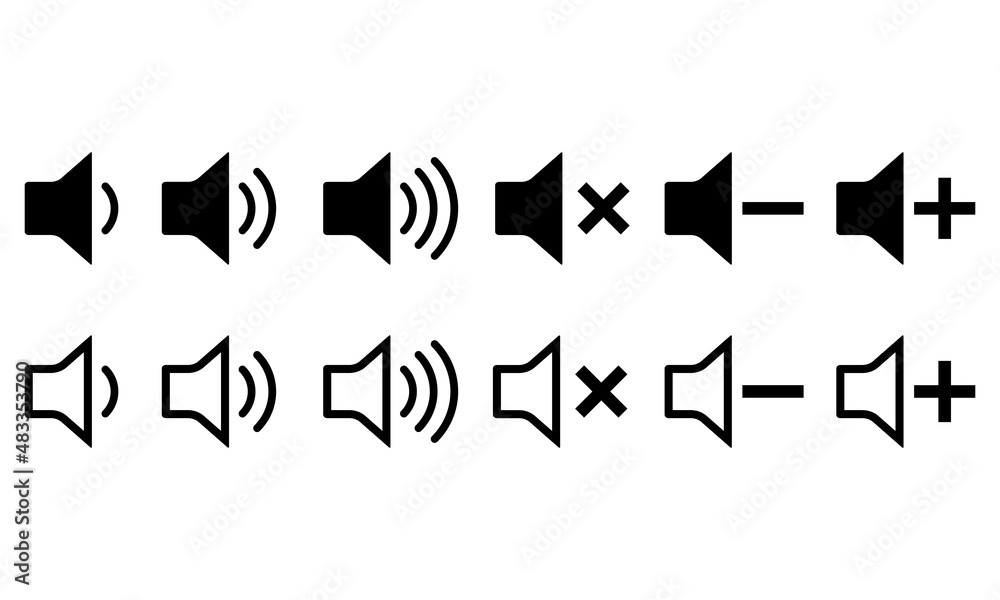 Sound volume icons set. Volume level symbol. Speakers icon set for web