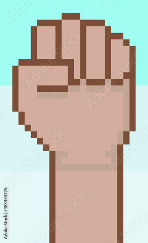 Punch Up Pixel Art Left Hand Blue Background