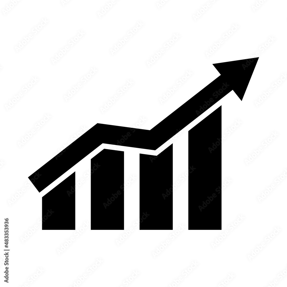 Growing profit icon vector. Graph chart icon. Growing graph. Finance growth vector. Growing profit icon vector. Graph chart icon. Growing graph. Finance growth vector.