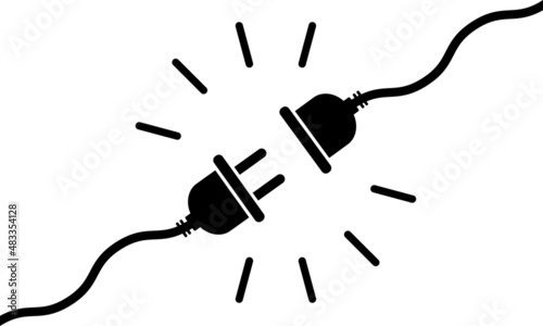 Icon with electrical socket with plug for concept design. 404 error sign. Vector Eps.