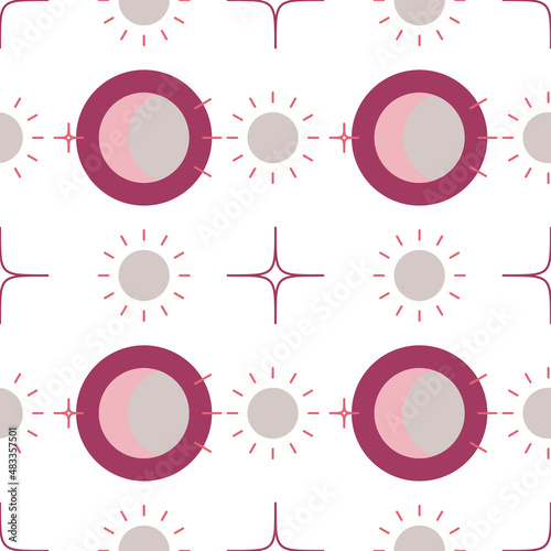 Boho magic elements set with moon, sun, cross and stars. Vector illustration.