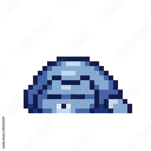 Sleeping cat pixel art icon isolated vector illustration. Cute pet. Stickers design. Logo design template for pet shops, veterinary clinics and animal shelters homeless.