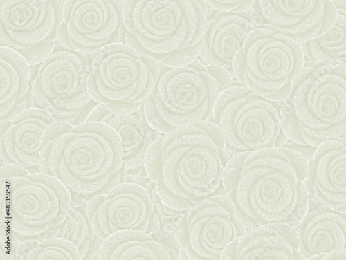 Pattern of white felt flowers. Full frame. 