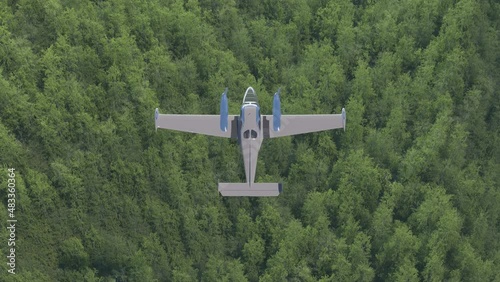 aircraft flying over the taiga. siberia russia. 4k. 3D rendering