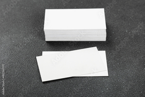 Business cards blank. Mockup on black background. Copy space for text. © Nana_studio
