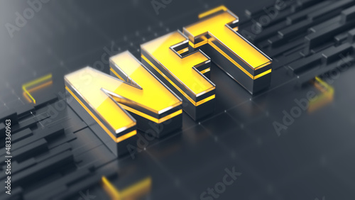 NFTs non-fungible token digital files underpinned by blockchain technology. 3D rendering