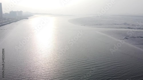 Wallpaper Mural Drone Stock Video: Tidal flat in sunshine Torontodigital.ca