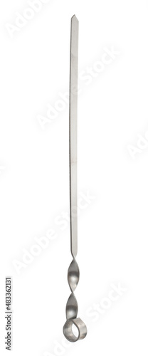 Metal skewer for barbecue. Isolated on a white background.