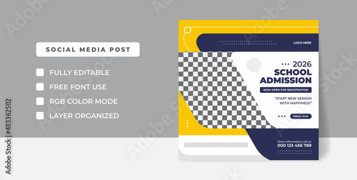 School admission Instagram post template for junior and senior high school promotion banner
