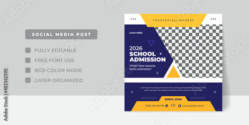 School admission Instagram post template for junior and senior high school promotion banner
