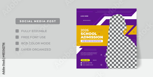School admission Instagram post template for junior and senior high school promotion banner
