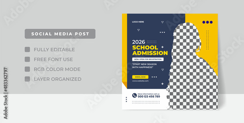 School admission Instagram post template for junior and senior high school promotion banner
