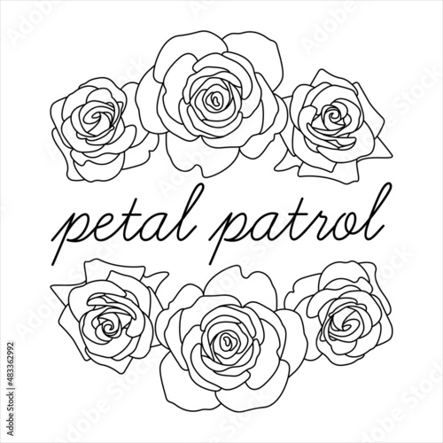 Petal patrol Flower girl Outline Roses border Wedding frames Line Art