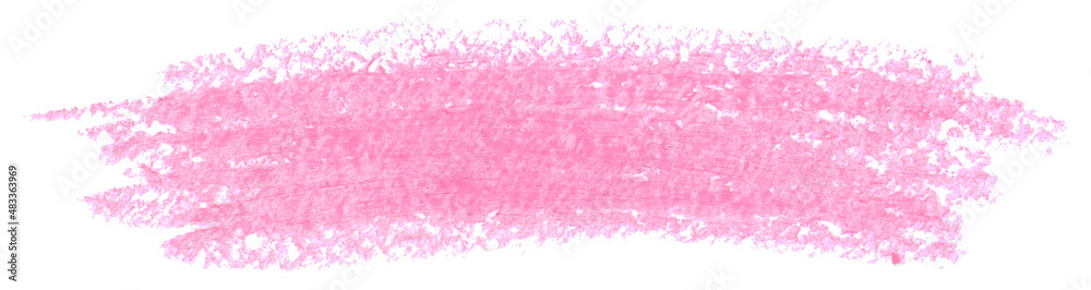 Stain drawn with oil crayons, pink. On paper element isolated