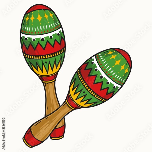 Bright maracas on white background