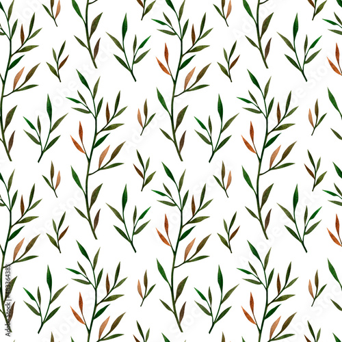 Fototapeta Naklejka Na Ścianę i Meble -  Seamless watercolor floral pattern on a white background, hand drawing, ideal for wrappers, wallpapers, fabrics, textiles.