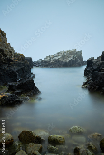 amazing rocks by the shore in island in denmark
