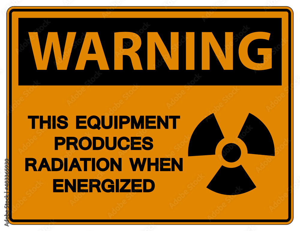 Obraz premium Warning This equipment produces radiation when energized Symbol Sign On White Background
