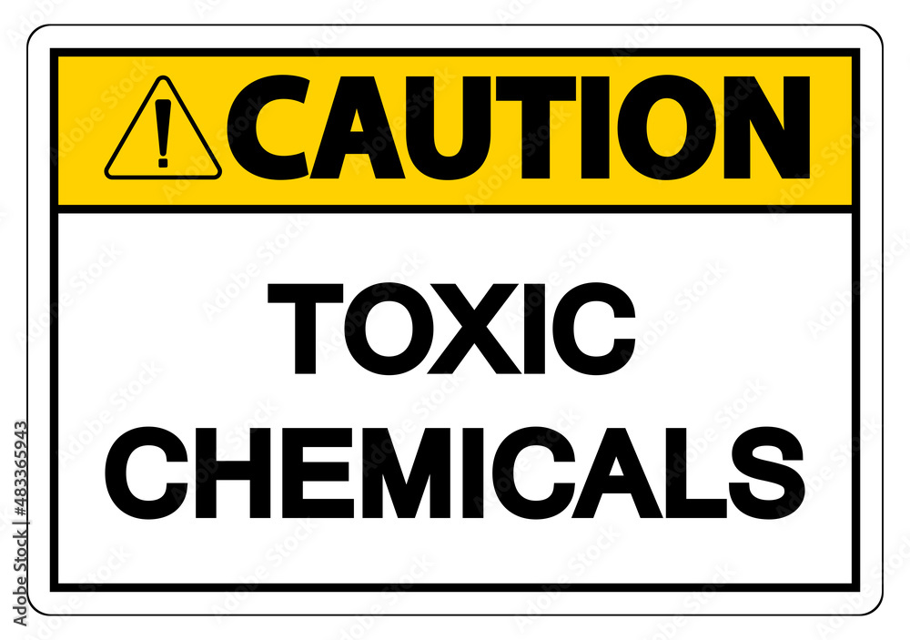 Caution Toxic Chemicals Symbol Sign On White Background