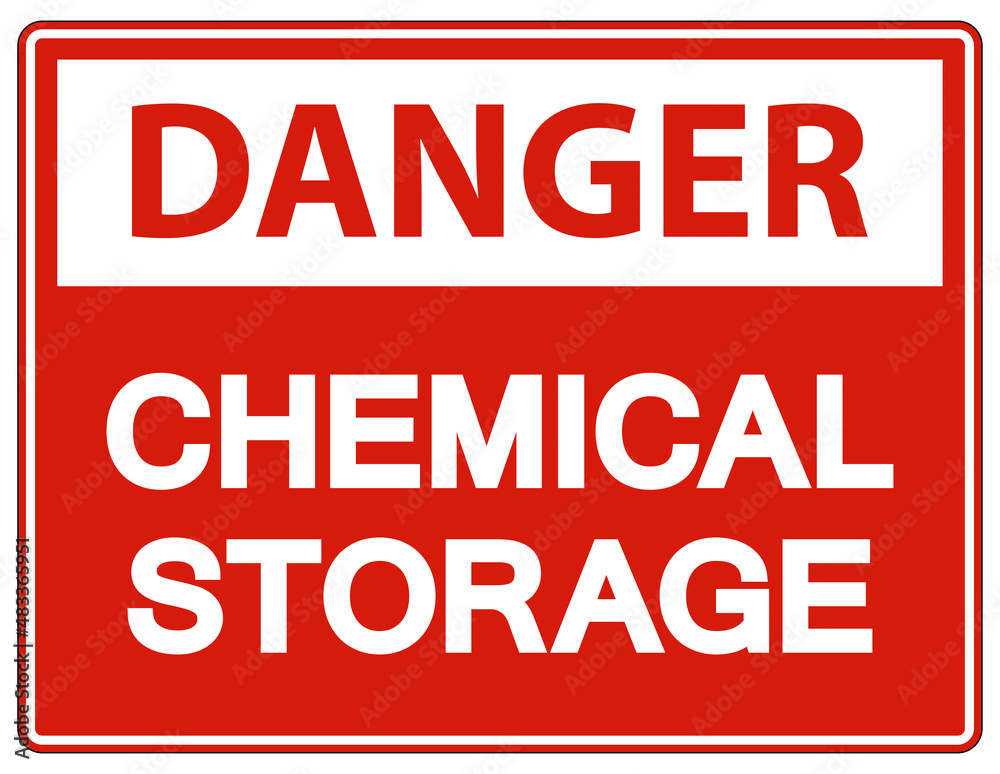 Danger Chemical Storage Sign On White Background Danger Chemical Storage Sign On White Background