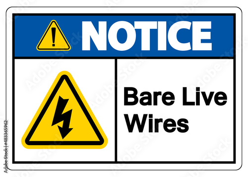 Free Download Notice Bare live Wires Sign On White Background - GFXLoad