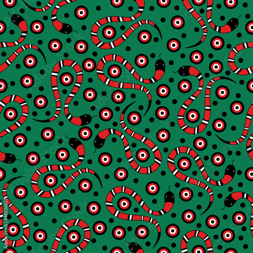 seamless pattern with various snakes, seamless pattern with snakes illustration