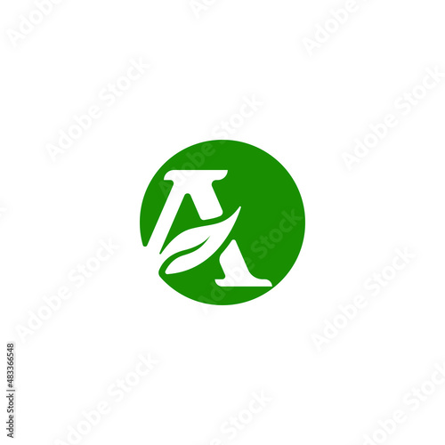 letter A leaf circle initial logo concept. Vector illustration