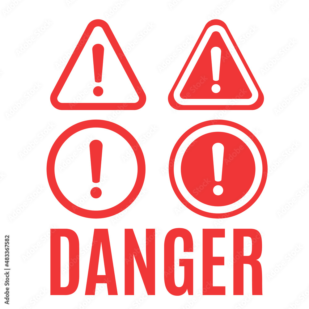 Warning icon. The attention icon. Danger symbol. Alert icon Warning icon. The attention icon. Danger symbol. Alert icon