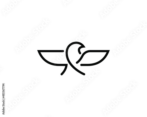 simple and minimalism outline eagle spreading wings logo design vector illustration