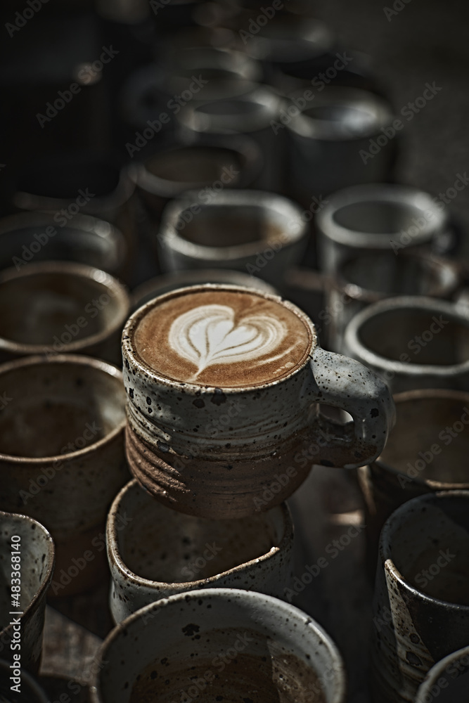 Selective focus cup of hot latte art coffee Selective focus cup of hot latte art coffee