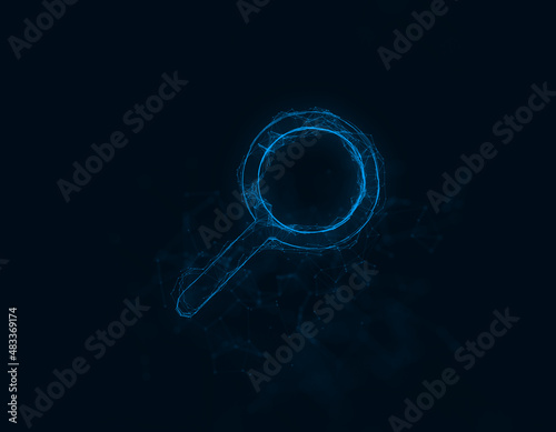Search line icon with plexus effect. Connected lines with dots. Illustration