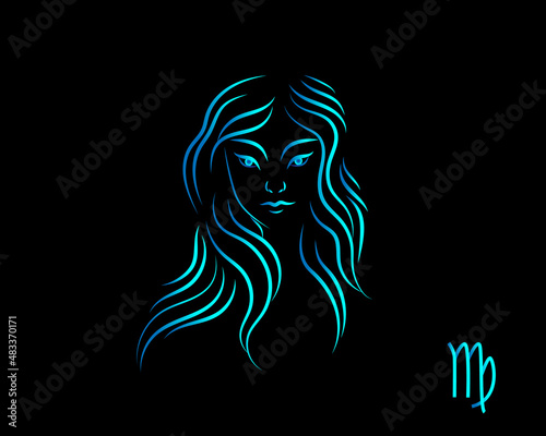 Astrological sign Virgo, zodiac horoscope.Vector illustration.