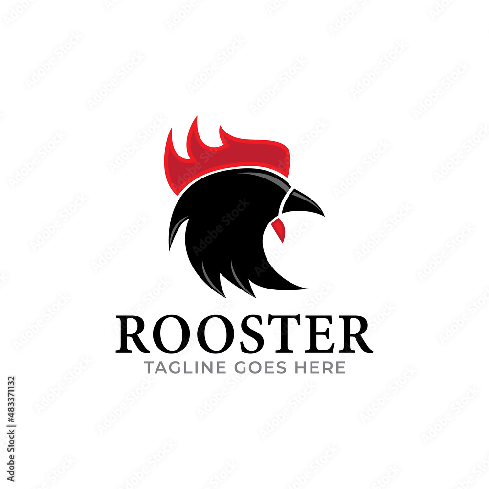 Rooster logo design template. Vector Illustration.