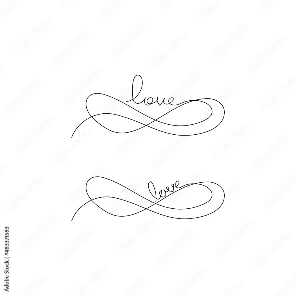 Single line drawing - endless love icons. One line infinite love symbol. Vector illustration. Single line drawing - endless love icons. One line infinite love symbol. Vector illustration.