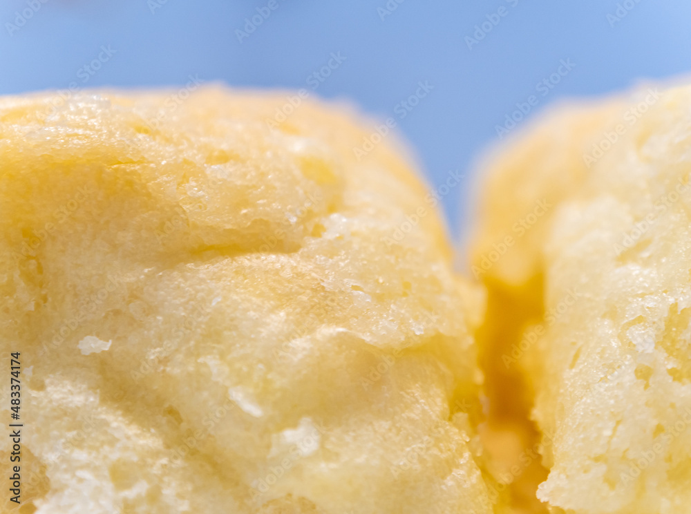 close-up texture of Thinly coated sugar on soft bread