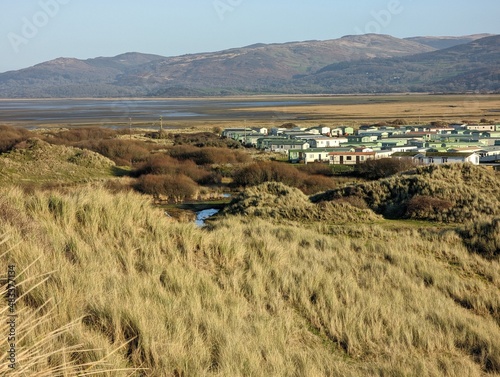 A caravan park next to Ynyslas Beach, Ceredigion, Wales, UK. photo