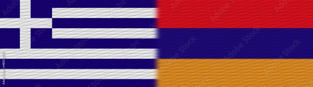 Armenia and Greece Fabric Texture Flag – 3D Illustration Armenia and Greece Fabric Texture Flag – 3D Illustration