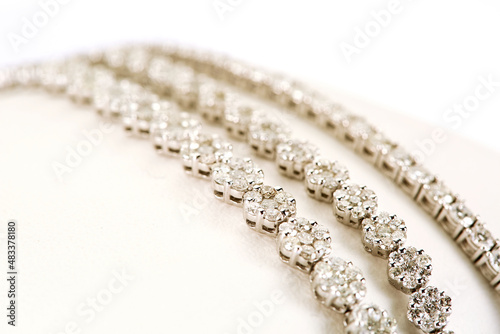 Diamond jewelry. Diamond bracelet on white background