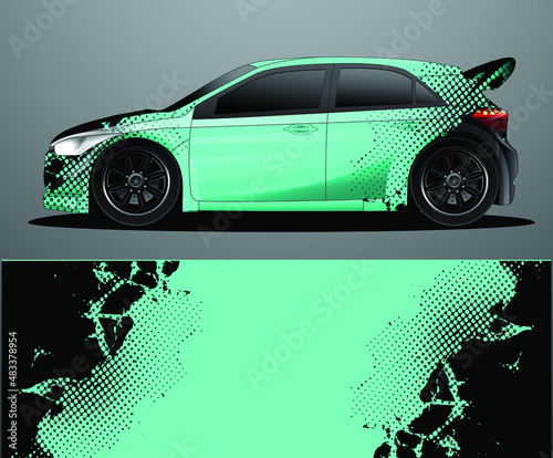 Rally car decal graphic wrap vector, abstract background