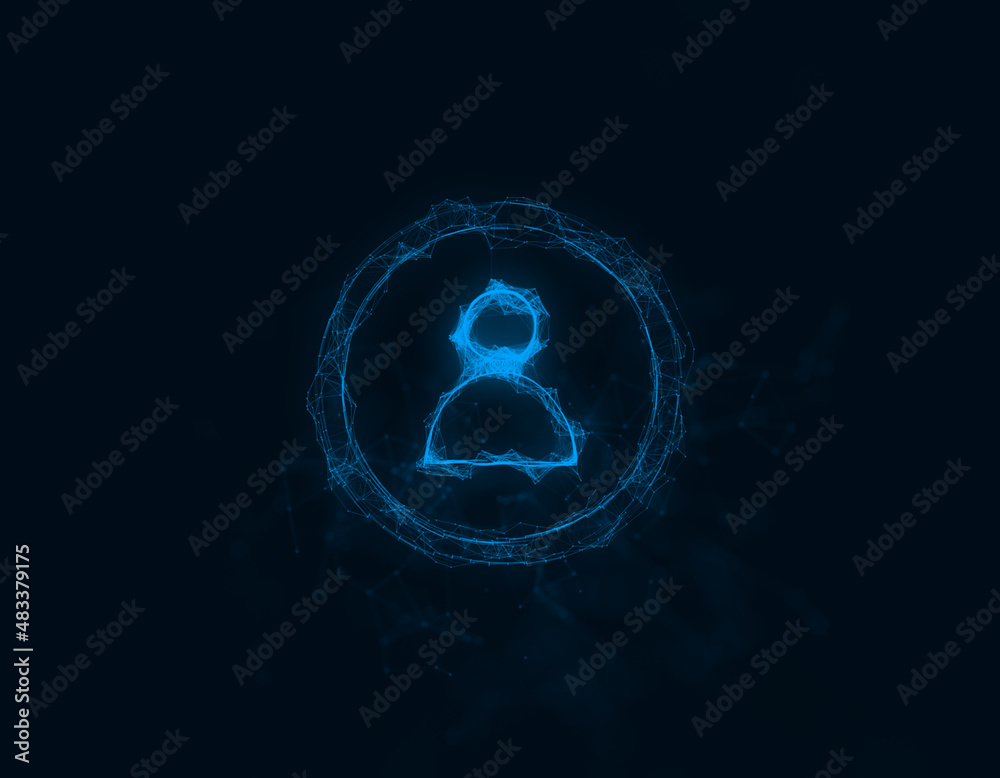 Create account screen icon with plexus effect. Connected lines with dots. Illustration Create account screen icon with plexus effect. Connected lines with dots. Illustration