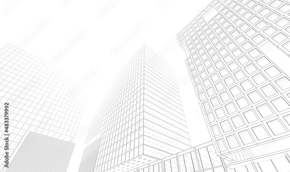 sketch of skyscrapers