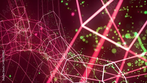 Abstract digital connection moving dots and lines. Communication technology world network. Animation of data processing and network connections. Background 4k