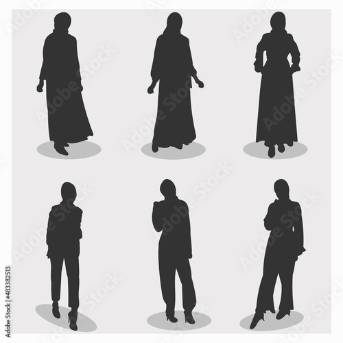 Muslim woman in hijab fashion silhouette vector