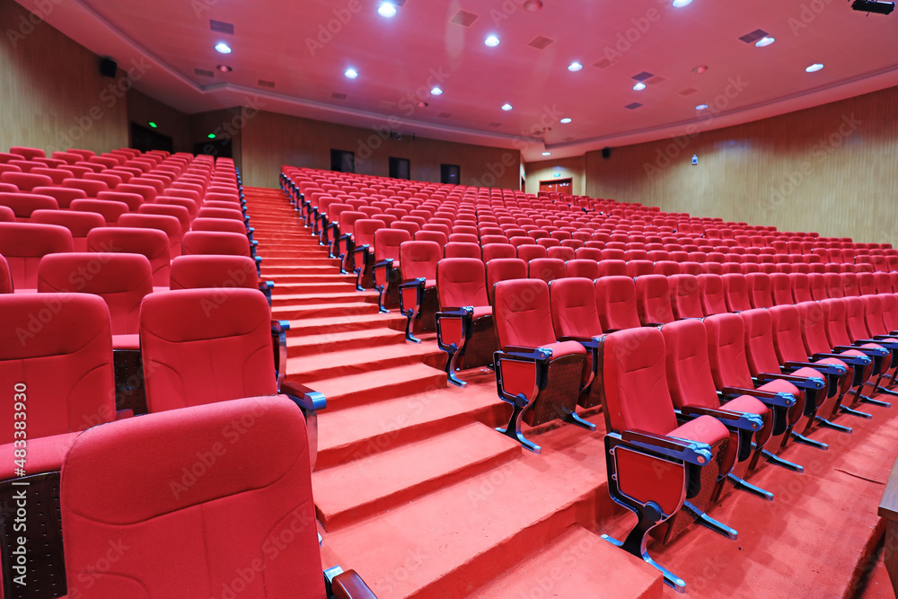 Fototapeta premium The red row chairs are in the theater, North China